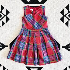 Bonnie Jean Holiday Metallic Plaid Fit n Flare Dress Size